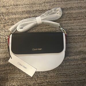 Calvin Klein Black and White Crossbody Bag